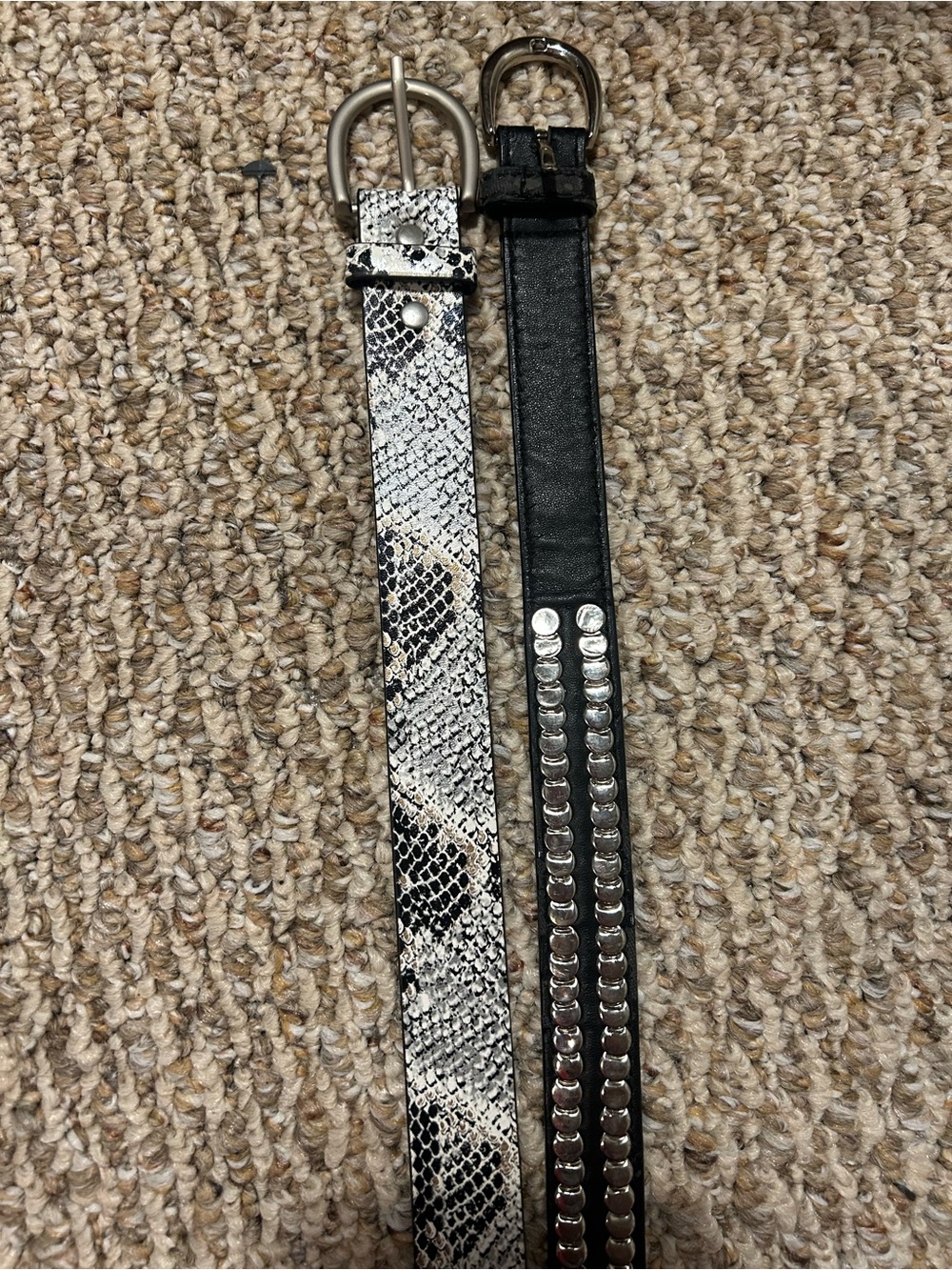 Disney Black and White Snakeskin and Studded Dual Belt Set